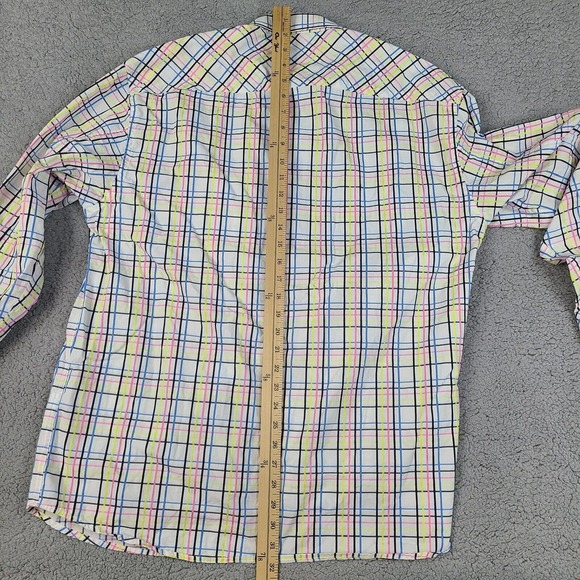 Rocawear Shirt Men's XL White Colorful Plaid Button Down Long Sleeve - Picture 10 of 11